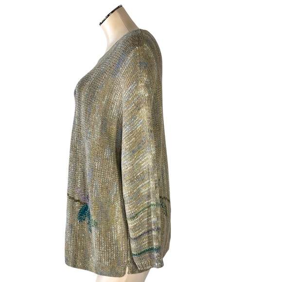 VTG SIGRID OLSEN SPORT Long Sleeve Floral Green Sweater Knit Top Size 2X - Picture 5 of 16